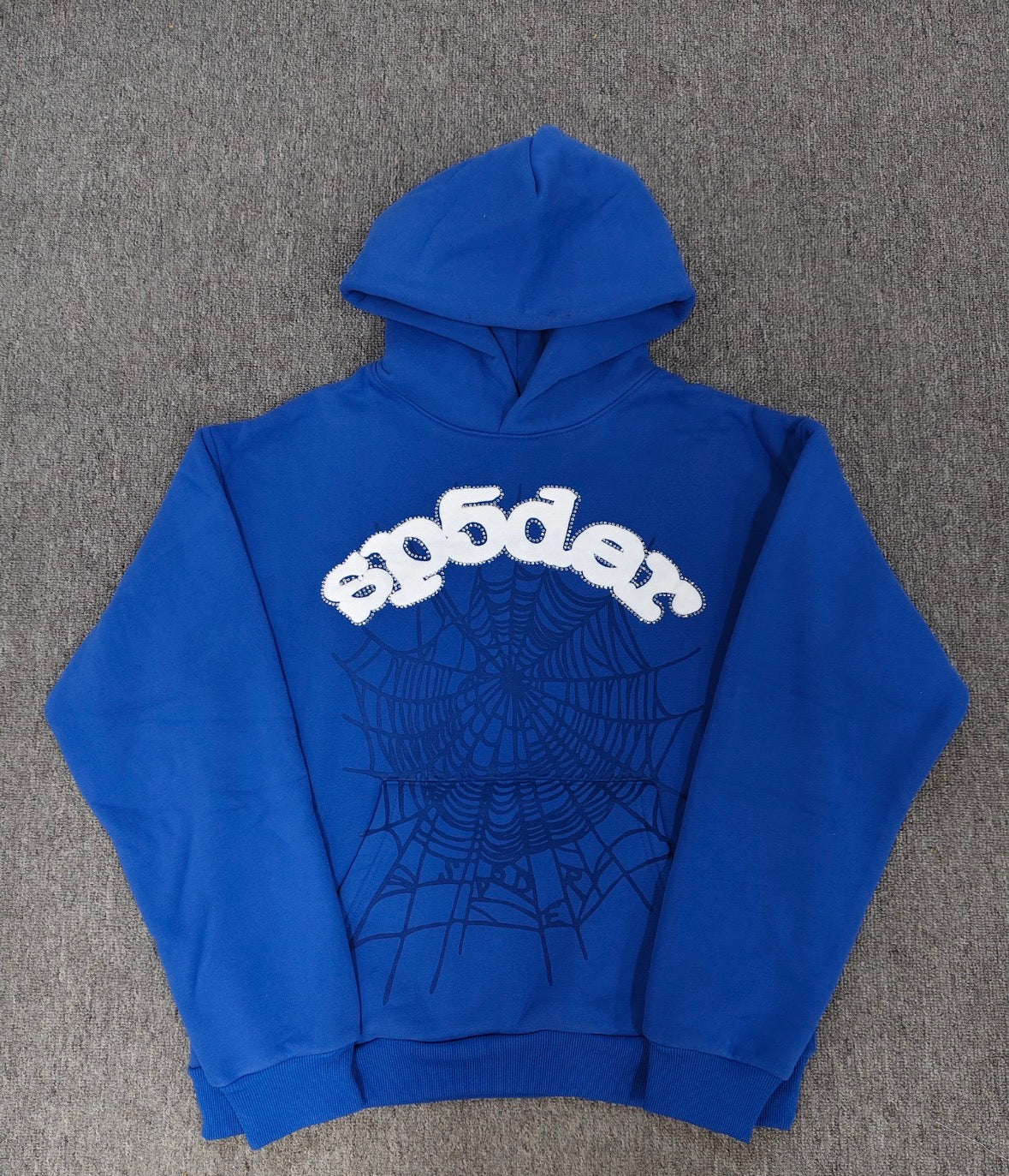 Dark blue and rhinestones Sp5der hoodie affordable